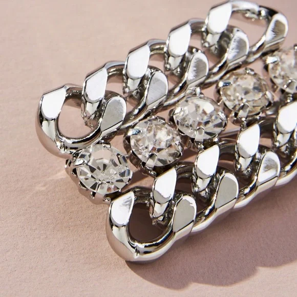 Anthropologie Silver Brooch with Chain Design - Picture 3 of 6